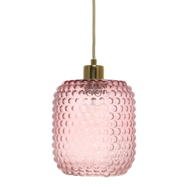 Roze hanglamp met glas Studs
