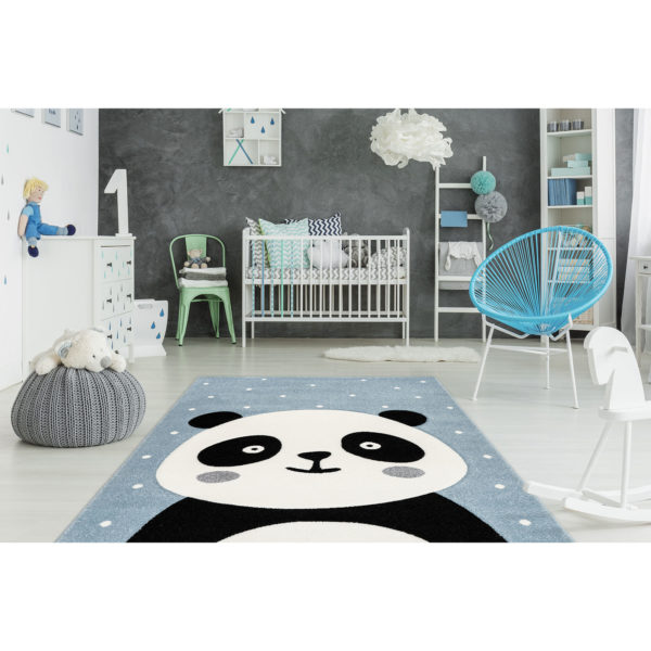 Blauw kindervloerkleed Panda