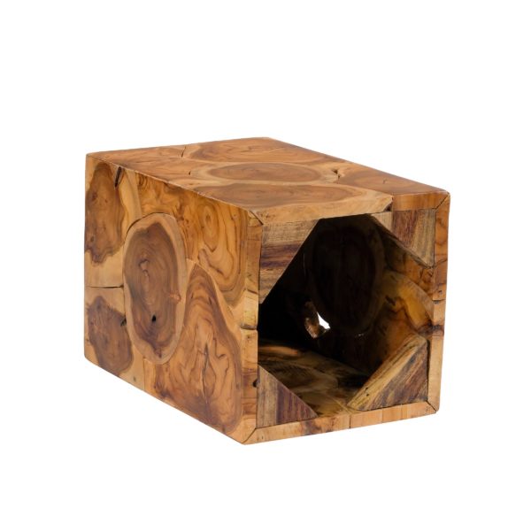 Glanzende vierkante houten bijzettafel Blok