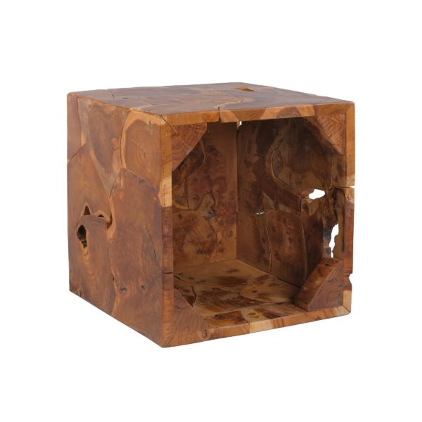 Vierkante houten bijzettafel Blok XL Glanzend