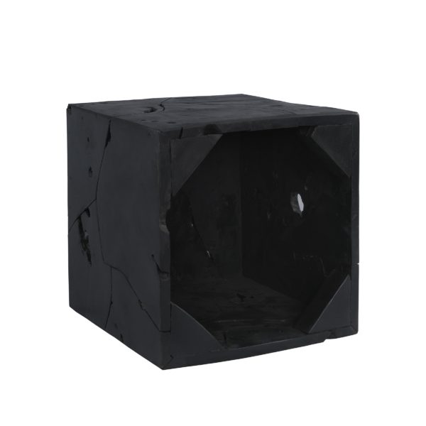 Zwarte vierkante houten bijzettafel Blok XL