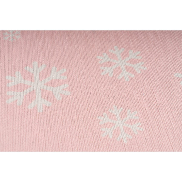 Rond roze kindervloerkleed Sneeuwvlokken