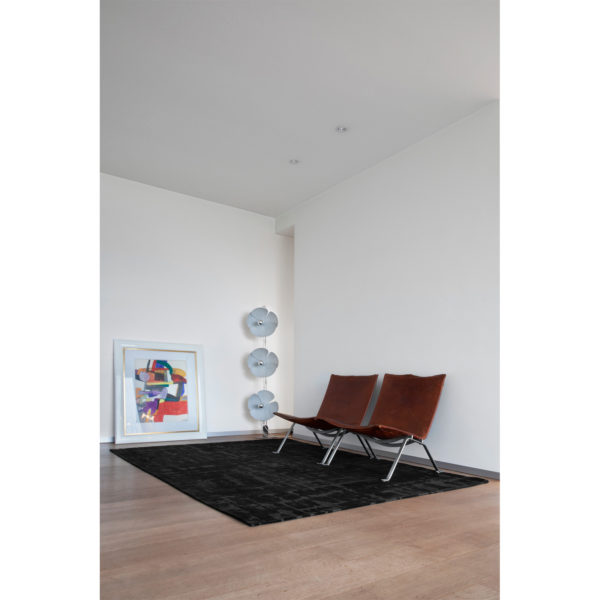 Zwart modern vloerkleed Structures - Louis De Poortere